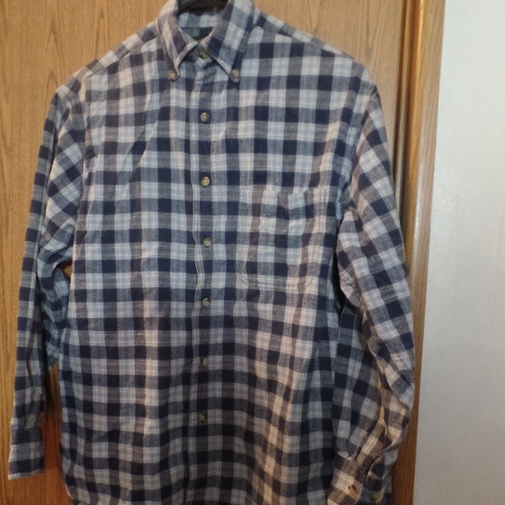 American Outpost Men's Blue-Check Flannel Button-Up Long-Sleeve Shirt, Size S
